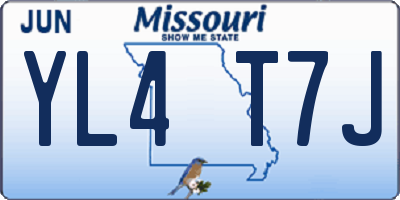 MO license plate YL4T7J