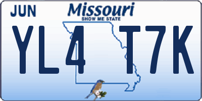 MO license plate YL4T7K