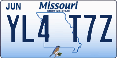 MO license plate YL4T7Z