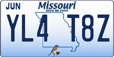 MO license plate YL4T8Z