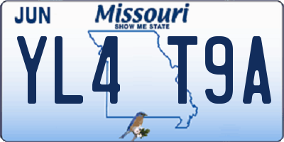 MO license plate YL4T9A