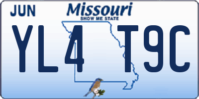 MO license plate YL4T9C