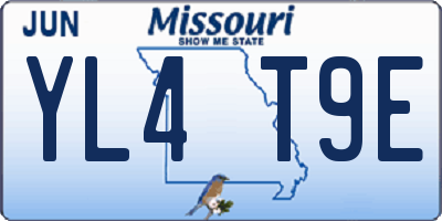 MO license plate YL4T9E