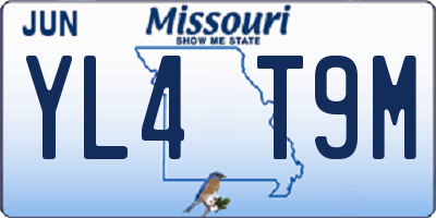 MO license plate YL4T9M
