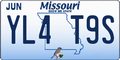 MO license plate YL4T9S