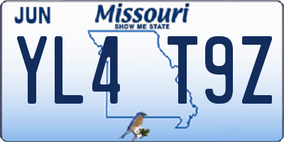 MO license plate YL4T9Z