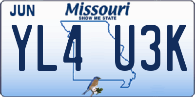 MO license plate YL4U3K