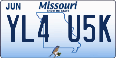 MO license plate YL4U5K
