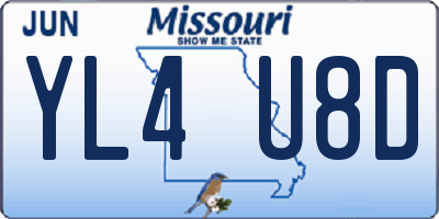 MO license plate YL4U8D