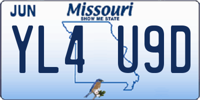 MO license plate YL4U9D