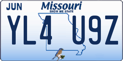 MO license plate YL4U9Z