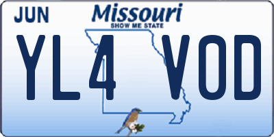 MO license plate YL4V0D