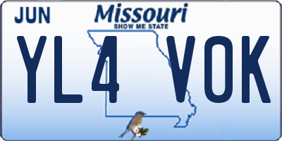 MO license plate YL4V0K