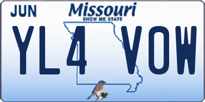 MO license plate YL4V0W