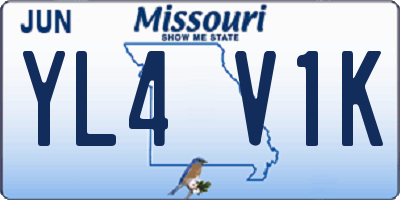 MO license plate YL4V1K