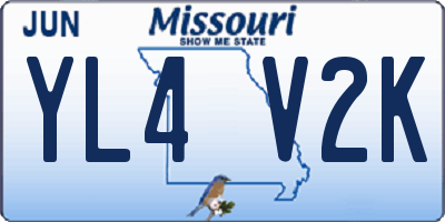 MO license plate YL4V2K