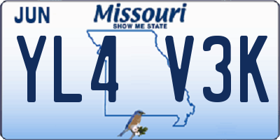 MO license plate YL4V3K