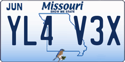 MO license plate YL4V3X