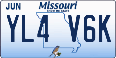 MO license plate YL4V6K