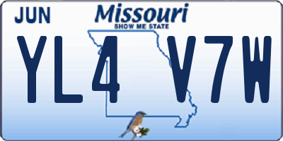 MO license plate YL4V7W