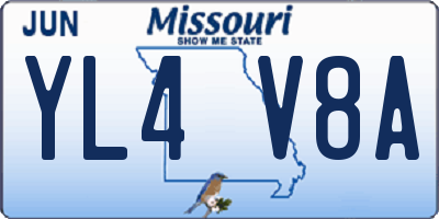 MO license plate YL4V8A