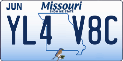 MO license plate YL4V8C