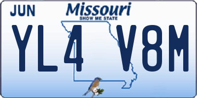 MO license plate YL4V8M