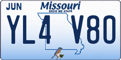 MO license plate YL4V8O