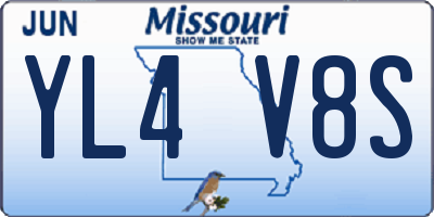 MO license plate YL4V8S