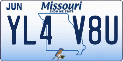 MO license plate YL4V8U