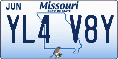 MO license plate YL4V8Y