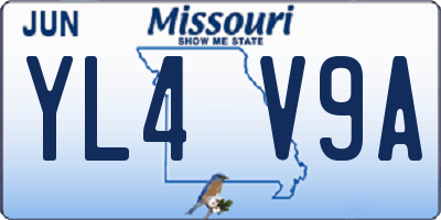 MO license plate YL4V9A