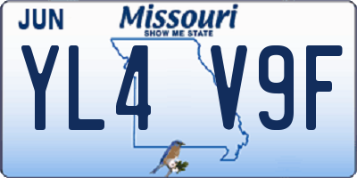 MO license plate YL4V9F