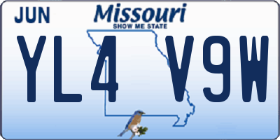 MO license plate YL4V9W
