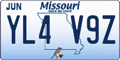 MO license plate YL4V9Z
