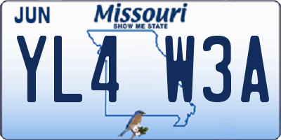 MO license plate YL4W3A