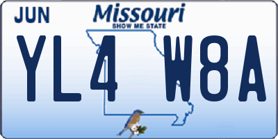 MO license plate YL4W8A