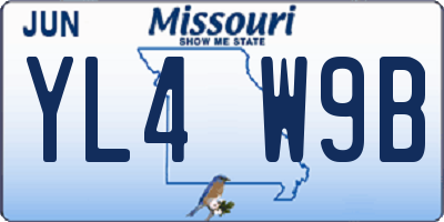 MO license plate YL4W9B