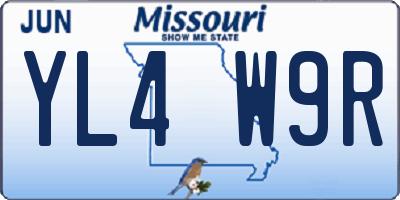 MO license plate YL4W9R