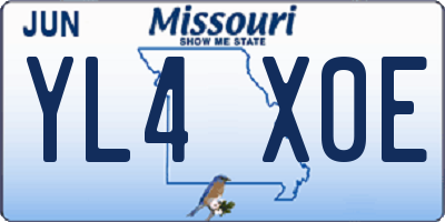 MO license plate YL4X0E