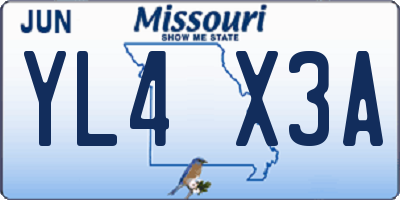 MO license plate YL4X3A