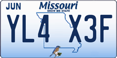 MO license plate YL4X3F