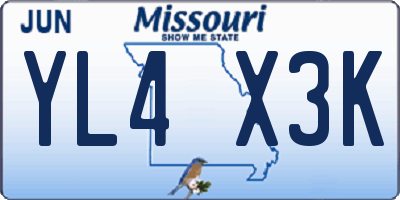 MO license plate YL4X3K