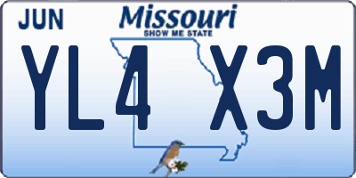 MO license plate YL4X3M