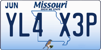 MO license plate YL4X3P