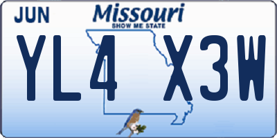 MO license plate YL4X3W