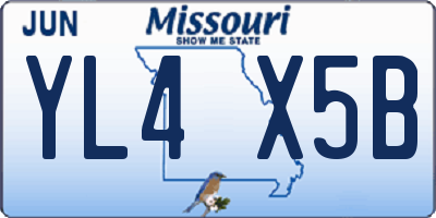 MO license plate YL4X5B