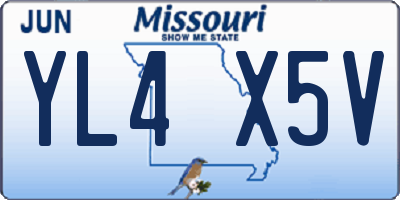 MO license plate YL4X5V