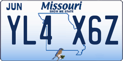 MO license plate YL4X6Z