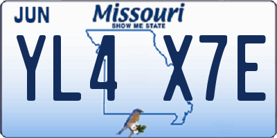 MO license plate YL4X7E